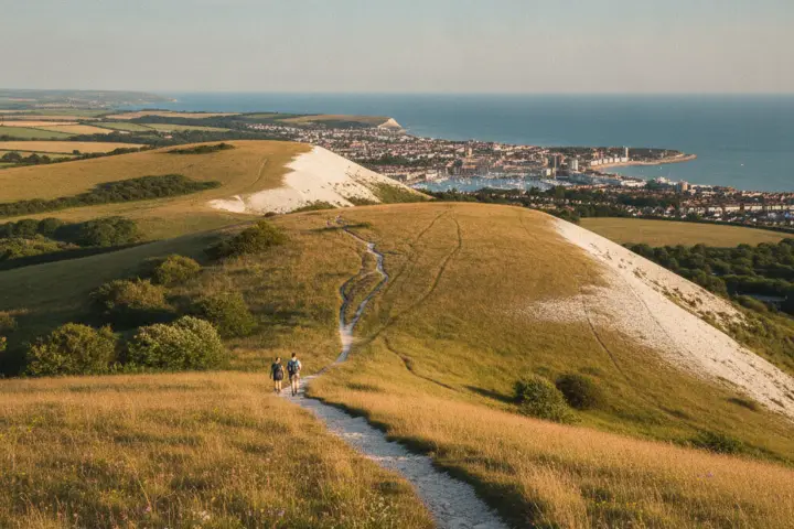 South Downs hills above the coast on a summer afternoon